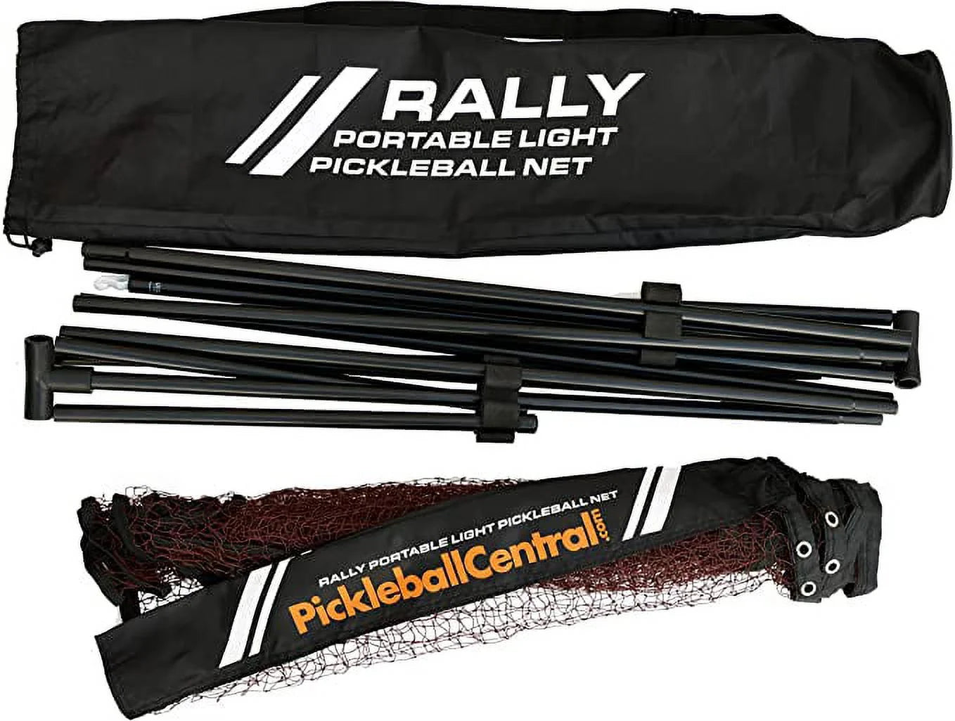 Rally Meister Complete Beginner Pickleball Set with Portable Pickleball Net (Net + 4 Paddles + 4 Pickleballs + Drawstring Bag + Rules/Strategy Guide + Line Chalk)